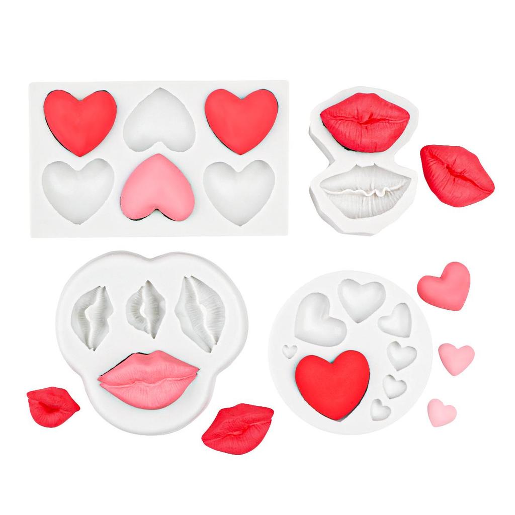 DIY Silicone Mold: 8-Cavity Heart & Lips for Chocolate, Fondant, and Epoxy Resin. Perfect for Valentine's Day Cake Decorations.