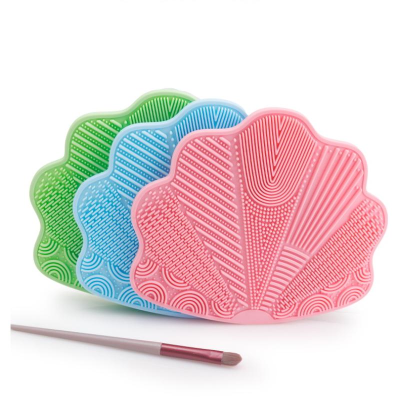 Scrubbing Pad Cosmetic Brush Cleaning Pad Silicone With Suction Cup Scallop Avocado Shape Cleaning Scrubbing Pad Beauty Supplies