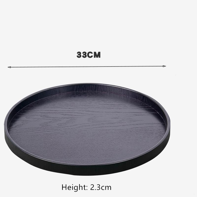 Round Wooden Pallet, Multifunctional Storage Plate, Tea Tray,Food, Bread Pan, Household Kitchen Supplies, Black, Brown, 21-37cm
