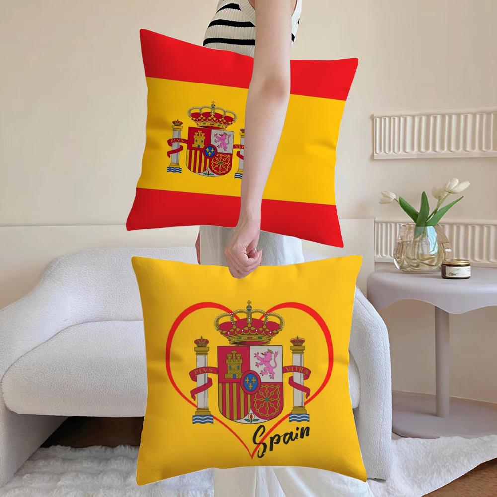 Spain Esp Flag Cushion Cover Eco-Friendly Odorless Healthy Pillowcase Soft & Comfortable Kid-Safe No Filling