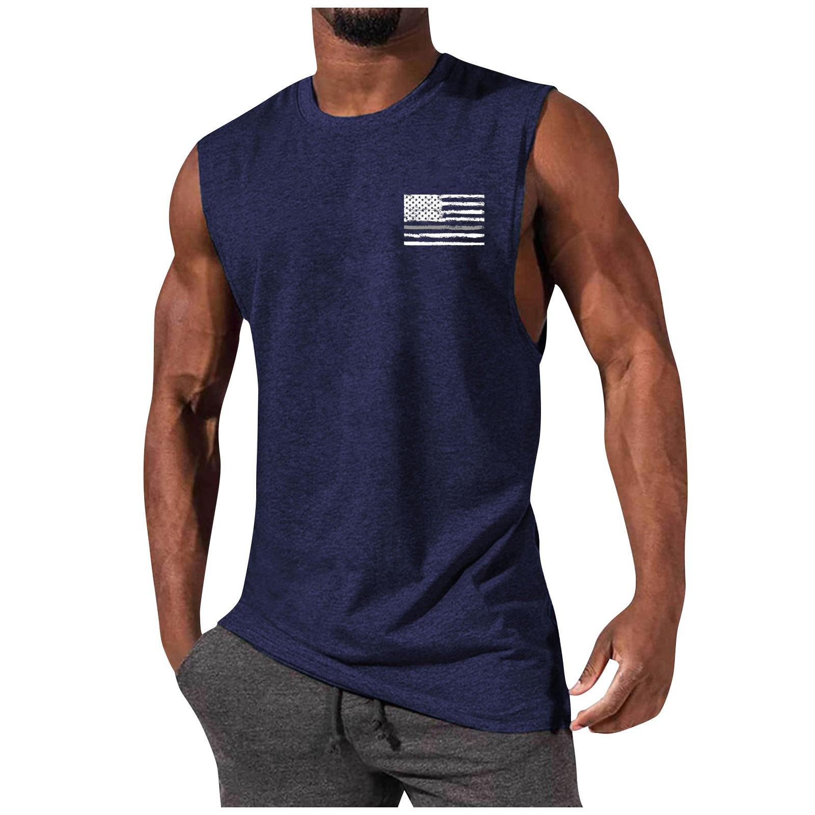 

Мужской летний модный повседневный жилет без рукавов, топы, мужской летний жилет без рукавов с принтом XXXL тёмно-синий