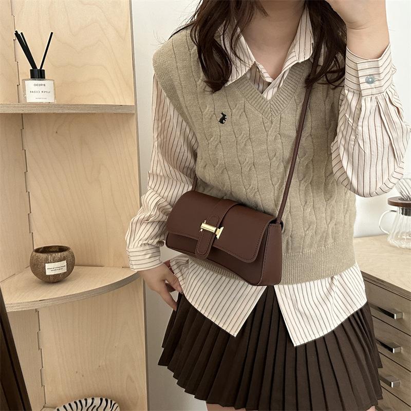 Vår och Höst Ny Trendig Mångsidig Mode Liten Fyrkantig Väska Enkel Casual Nisch Enaxlad Crossbody-väska