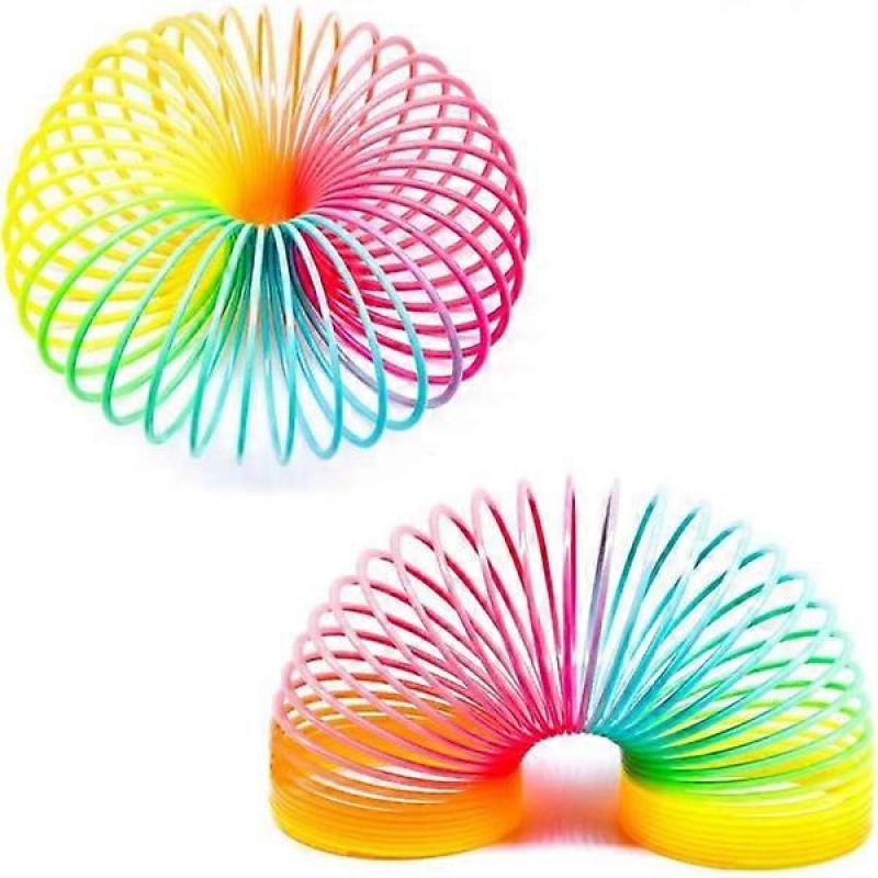 Rainbow Spring Toys, Classic Novelty Colored Neon Plastic Toy Party Favors Boys Girls 3-Pack