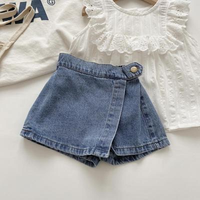 Girls' Summer 2025 Breathable Denim Skirt Shorts - Casual and Fashionable