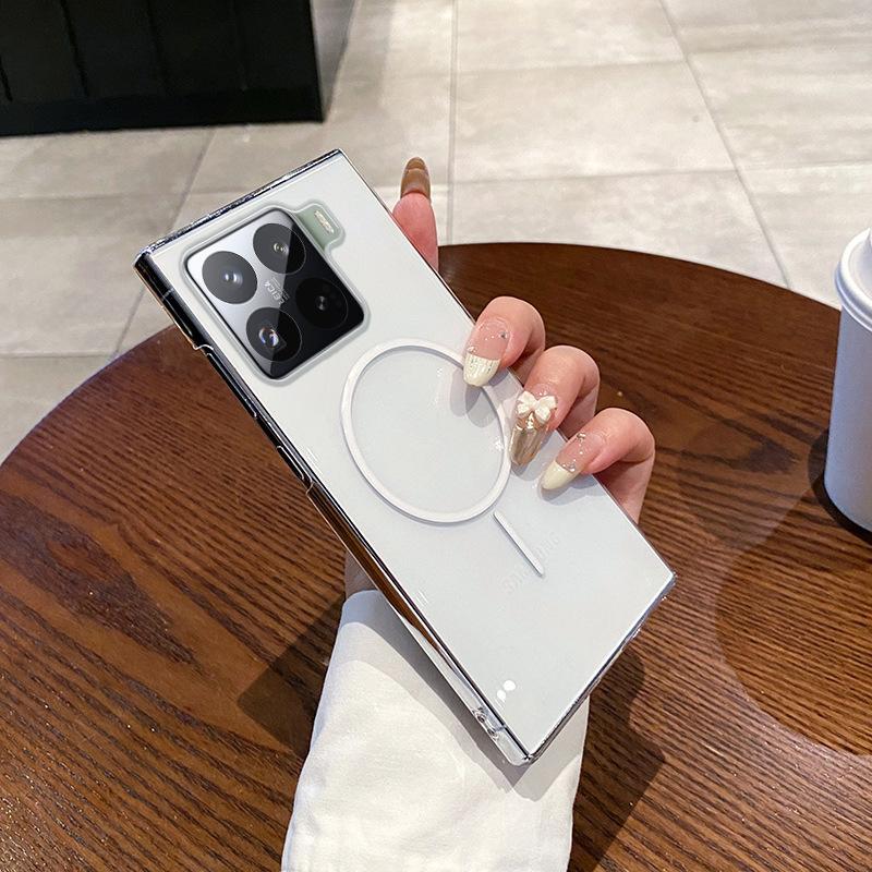 Suitable for Xiaomi 15PRO Mobile Phone Case Transparent Fine Ring Magnetic Absorption PC Anti-fall Xiaomi 15 Hard Shell Protective Case
