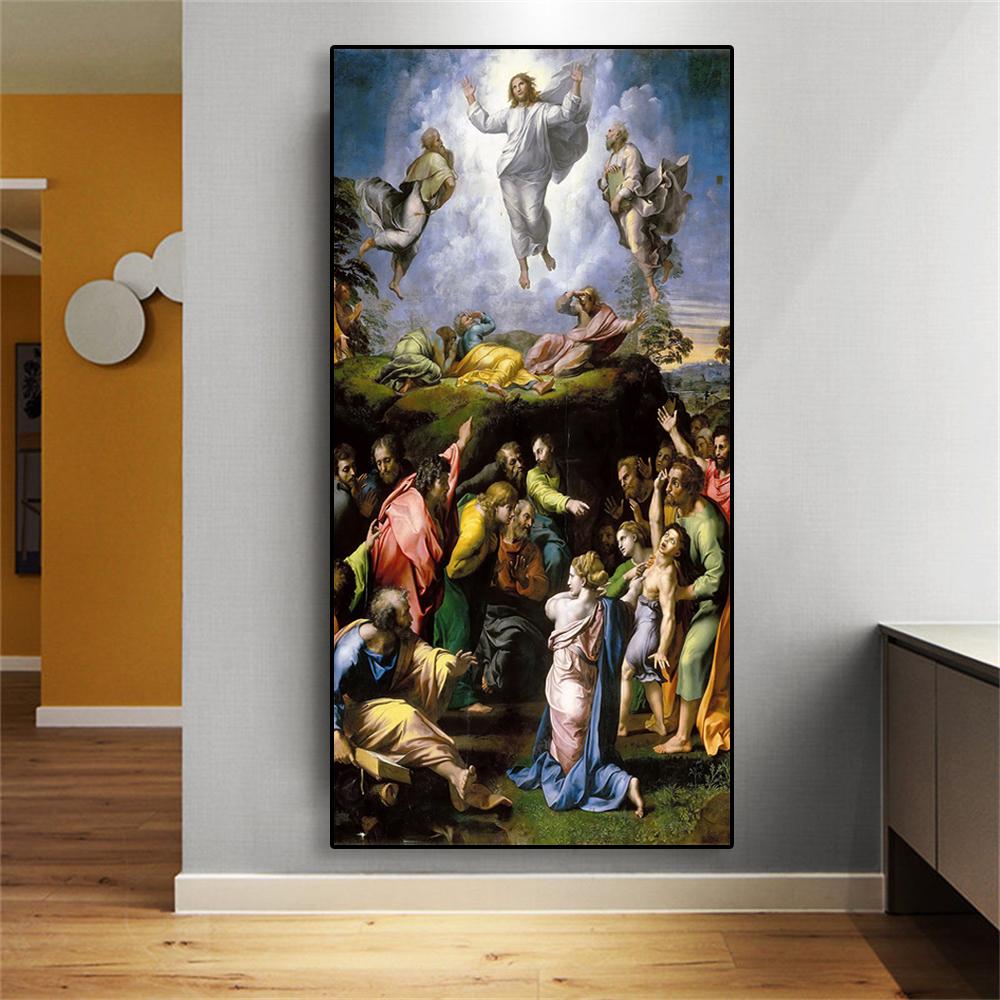 Classical Oil Painting Transfiguration of Christ Poster By Raffaello Santi Print Vintage Canvas Painting Home Room Gallery Decor