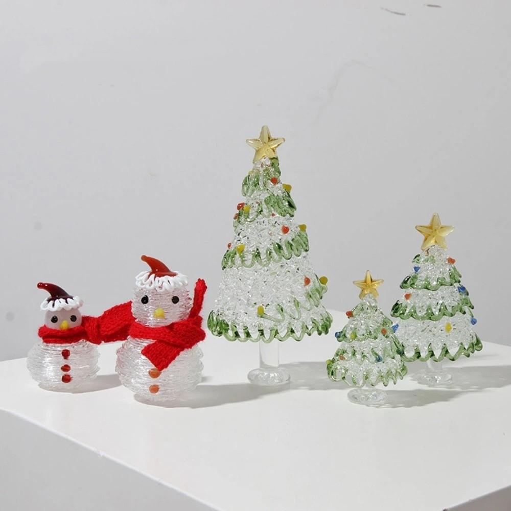 Brushed Glass Snowman Figurines Handcrafted Glass Christmas Decoration Party Supplies