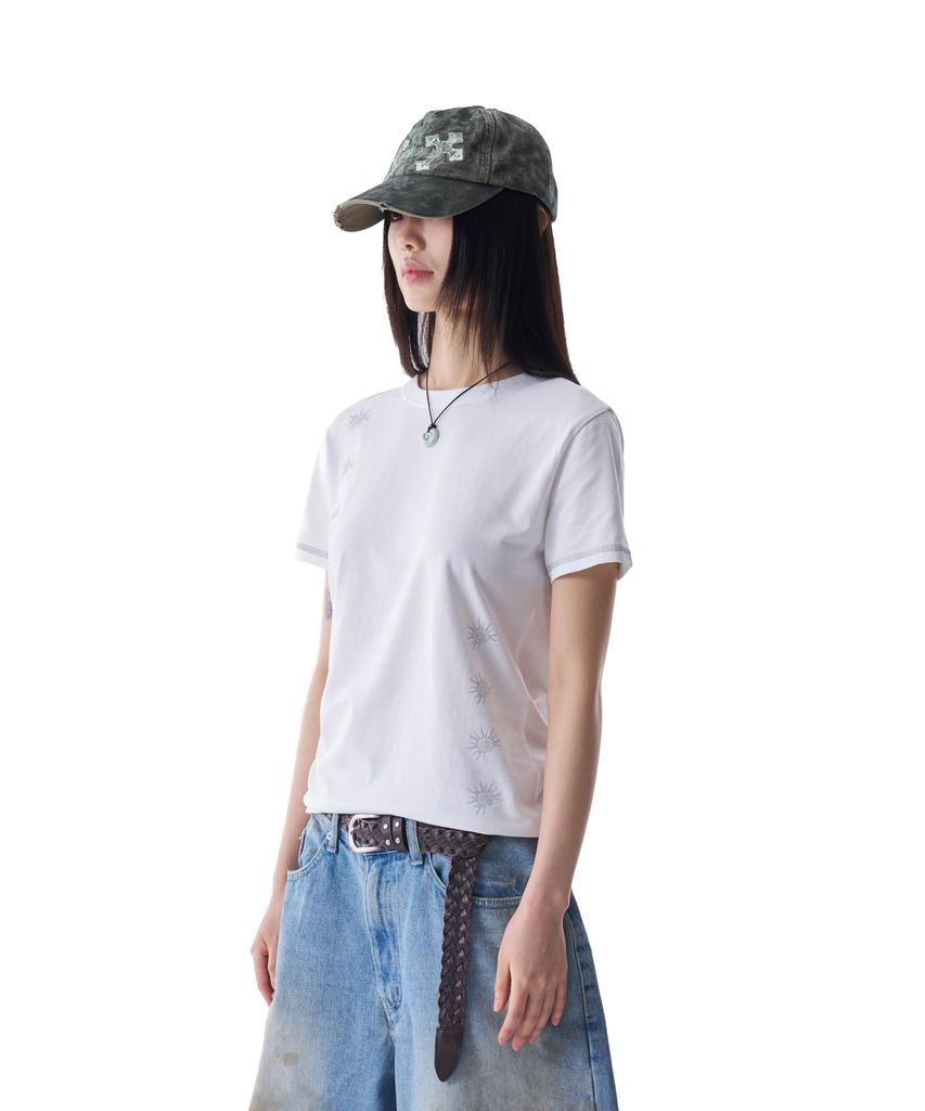 AAKAM Cracked Sun Half Top (White)