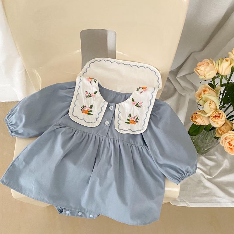 Sweet Princess Baby Girl Embroidered Collar Long-Sleeve Romper 90cm