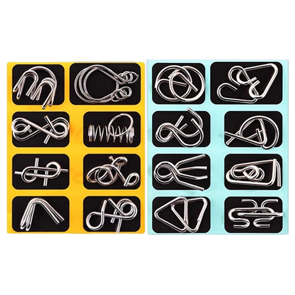 Metal Puzzle Set Interlock Unlock Ring 16 Pieces Brain Teaser Metal Puzzle Set for Students Children Adults Home Party Game
