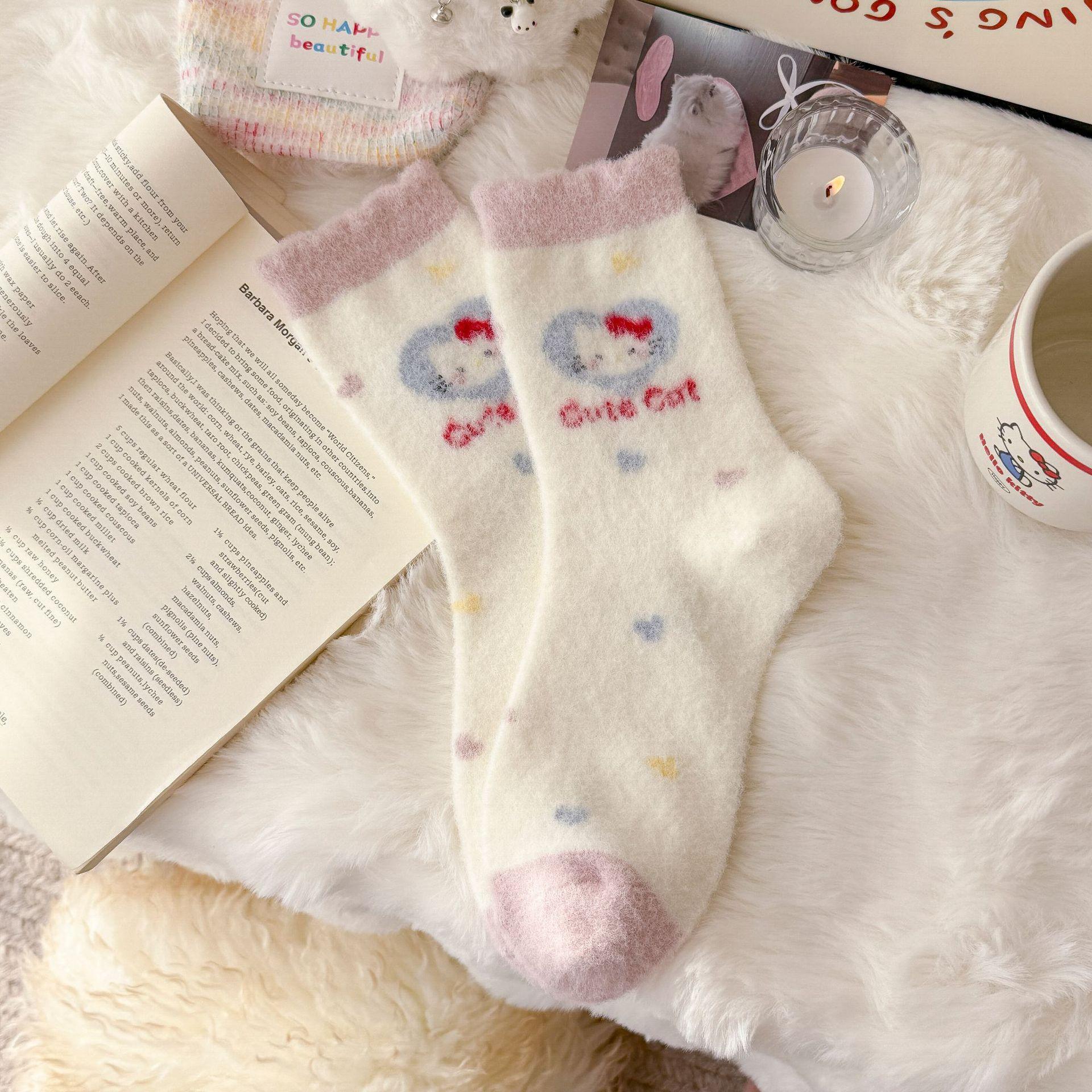 

Socks In Tube Socks Australian Velvet Pink Pink Girl Warm Sauce Thickened Pink Kt Sleeping Socks Home Kids Flooring