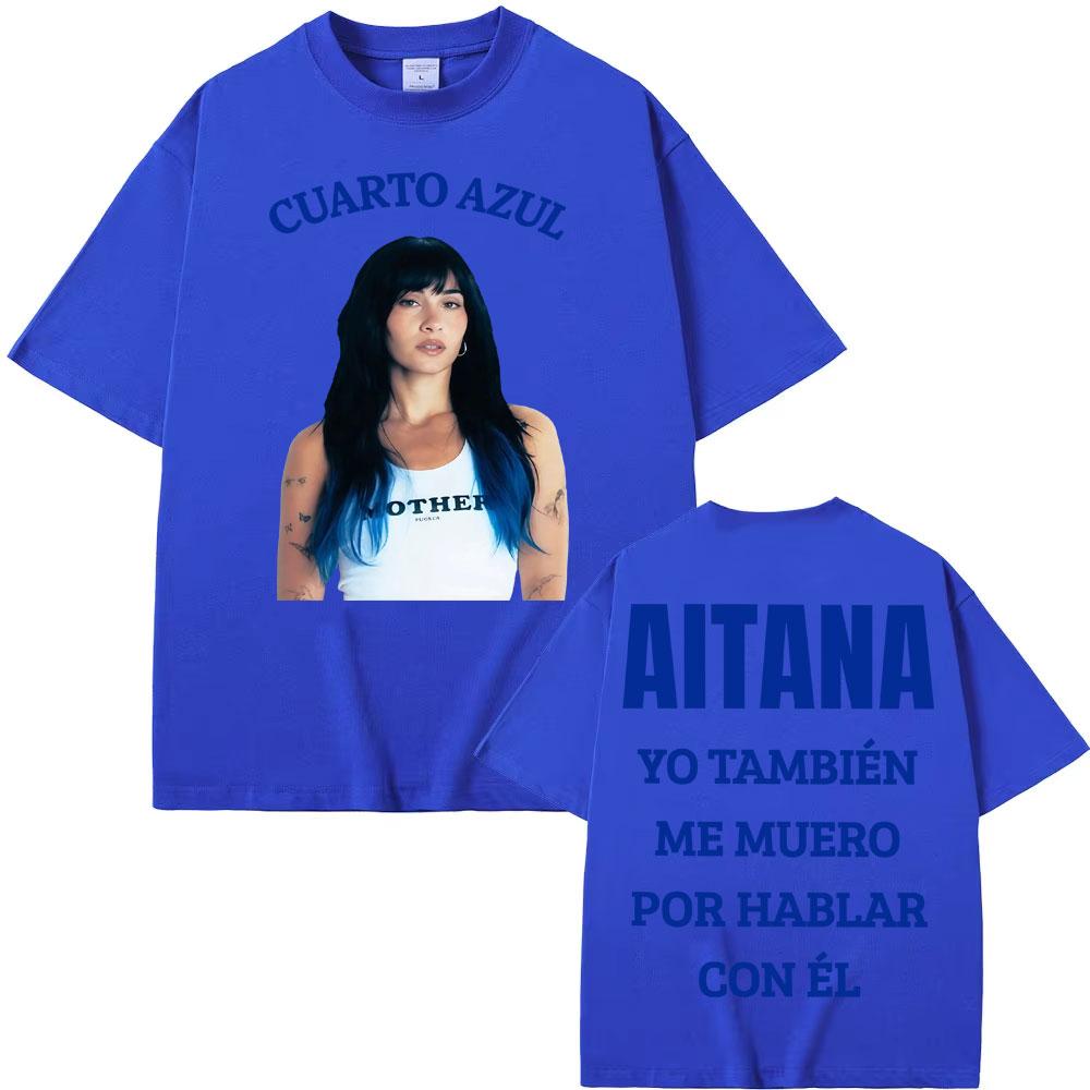 Singer Aitana Cuarto Azul 2026 Tour Graphic T-shirt Men Women Clothing Fashion Aesthetic T Shirts Cotton Loose Oversized T Shirt
