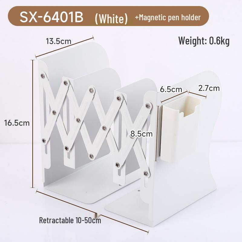 Magnetic Retractable Book Stand with Pen Holder - Desktop Bookcase Divider and Folding Fixer.
