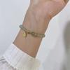 Recommended Natural Hetian Jade Bead Bracelet for Women, Fortune and Prosperity Gold-inlaid Jade Gourd, Ancient Style Jadeite Bracelet