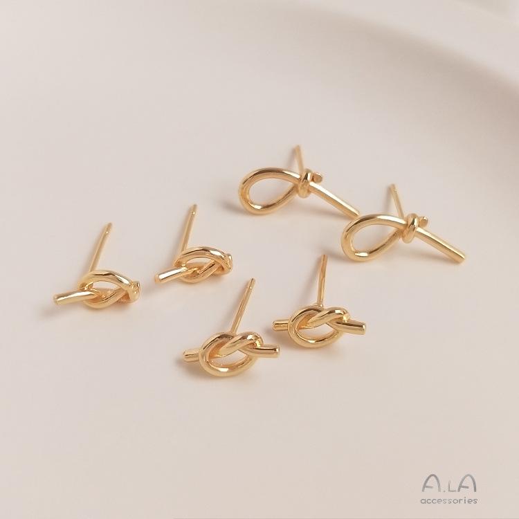 

14K Gold-Plated Silver Knotted Stud Earrings - Handmade DIY Design
