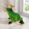 Garden Ornament Wearing Crown Miniature Frog Statues Handmade Resin Material Frog Figurines Cute Frog Ornament Office Bookcase