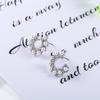 Versatile Korean C-Shaped Pearl & Diamond S925 Silver Earrings B883