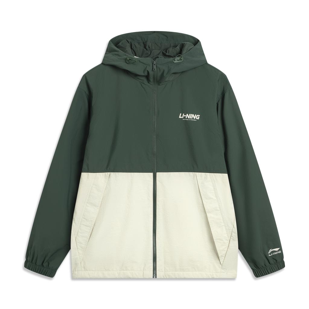 Li Ning Sports Lifestyle Series Fleece Comfortable Simple Warm Hooded Zipper Casual Windbreaker Men Outerwear Oatmeal-Gray AFDVG11-3