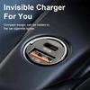 Mini 200w Car Charger Lighter Fast Charging 100w Pd Usb Type C Dual Ports Invisible Metal Charger For Xiaomi Samsung Huawei