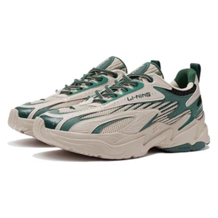 Li Ning Meteor Shock Absorbing Wear Resistant Low Top Sports Casual Shoes Men Sneakers Gray Green ARLS007-1