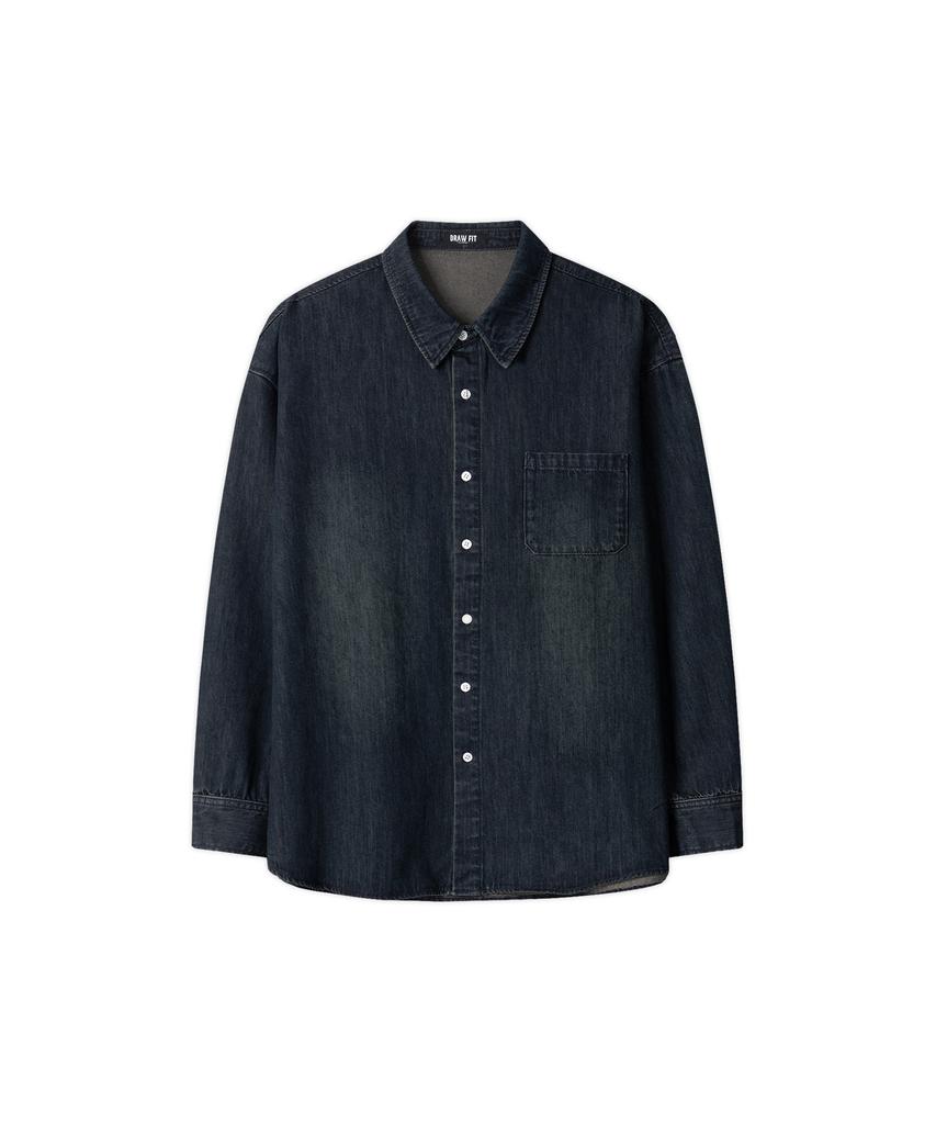 DRAW FIT Vintage Washed Denim Shirt [Black]