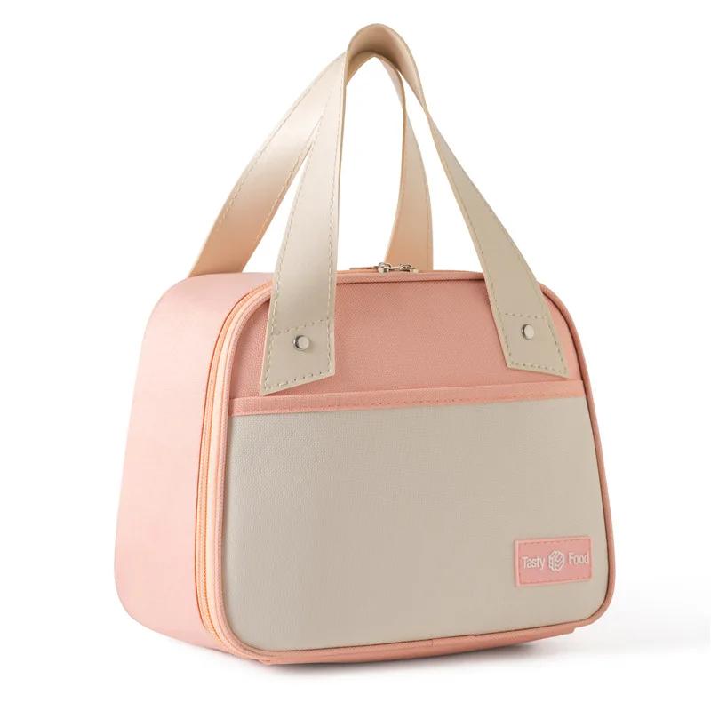

High Capacity Lunch Bag Portable Outdoor Picnic Bag Thermal Insulation Large Capacity Ice Lunch Box Ice Storage Snacks Bags 2025 рожевий