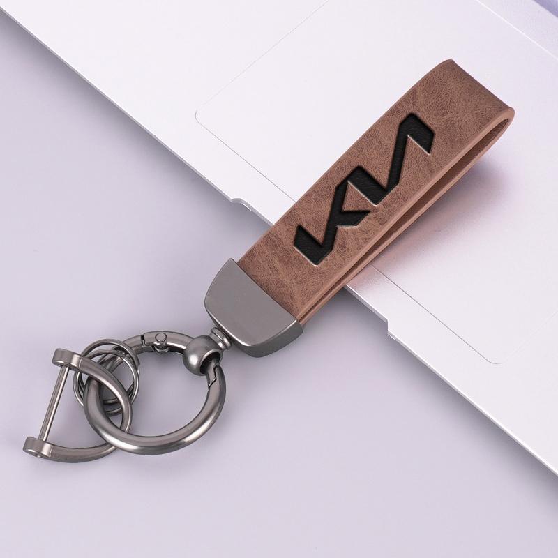 NIVG8 1Pcs New Metal Leather Car Keyring Keychain Anti-Loss Key Ring For KN Kia Rio Soul Forte Sportage Picanto Niro KN Accessories