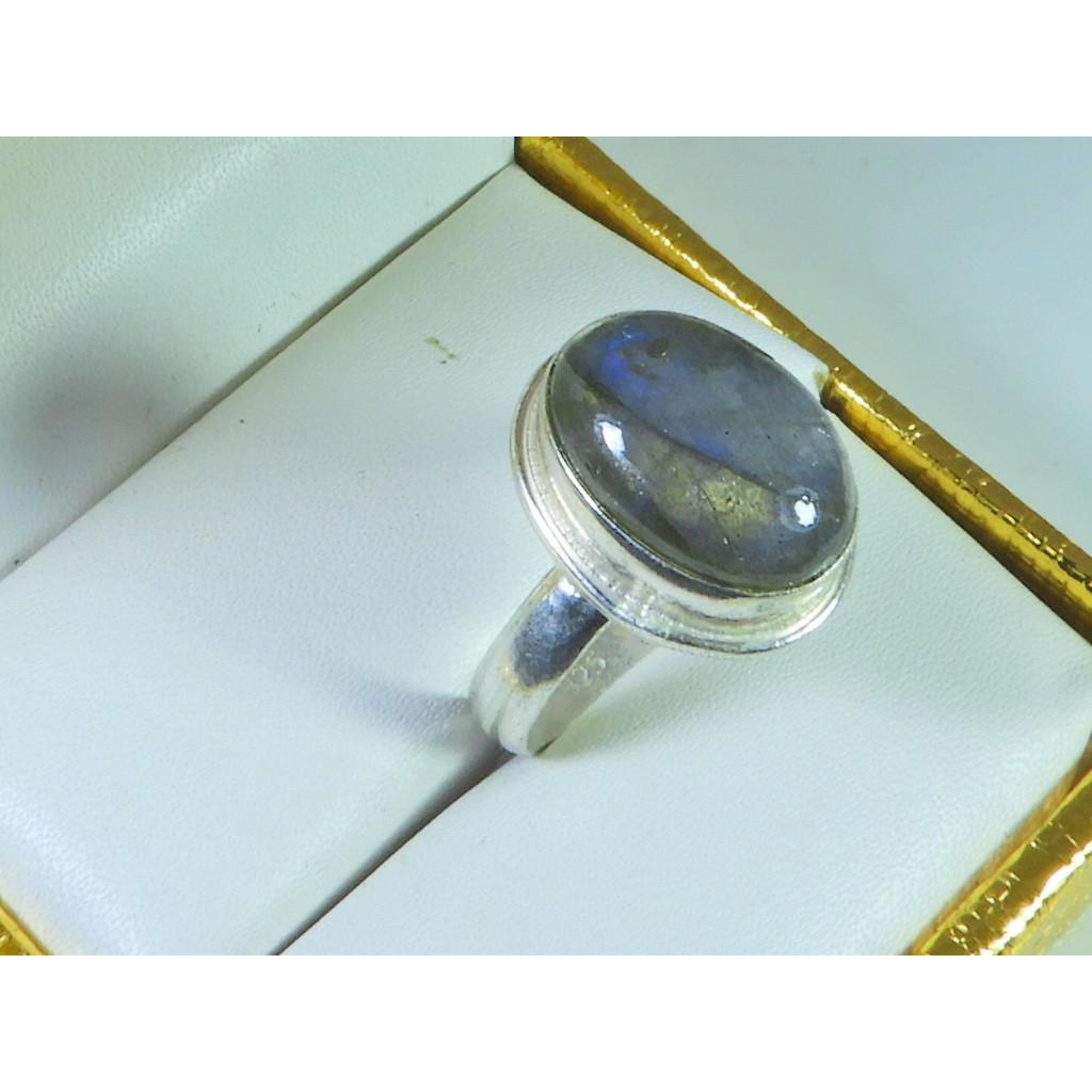 Oval Labradorite Ring US-7 Solid 925 Sterling Silver Chunky Gemstone Ring MK-32