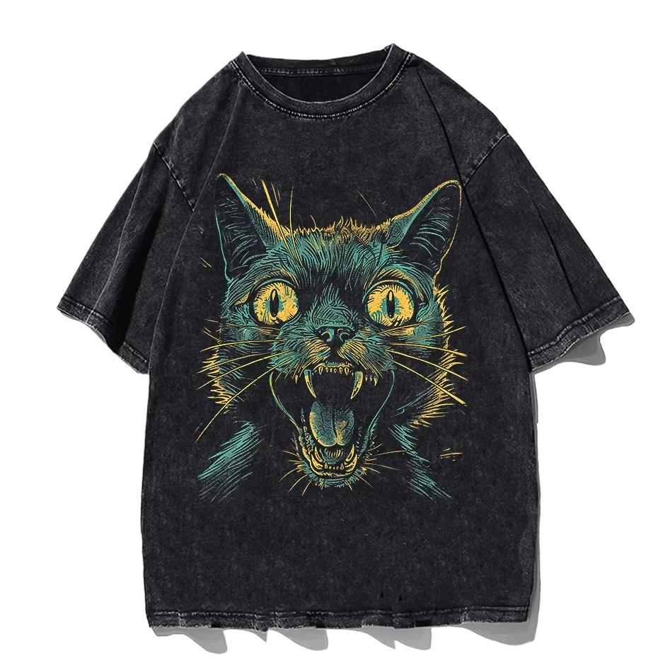 

Мужские футболки Кот Вампир Кот Возвращение Вампирра Смешные футболки Короткий рукав Круглый вырез S