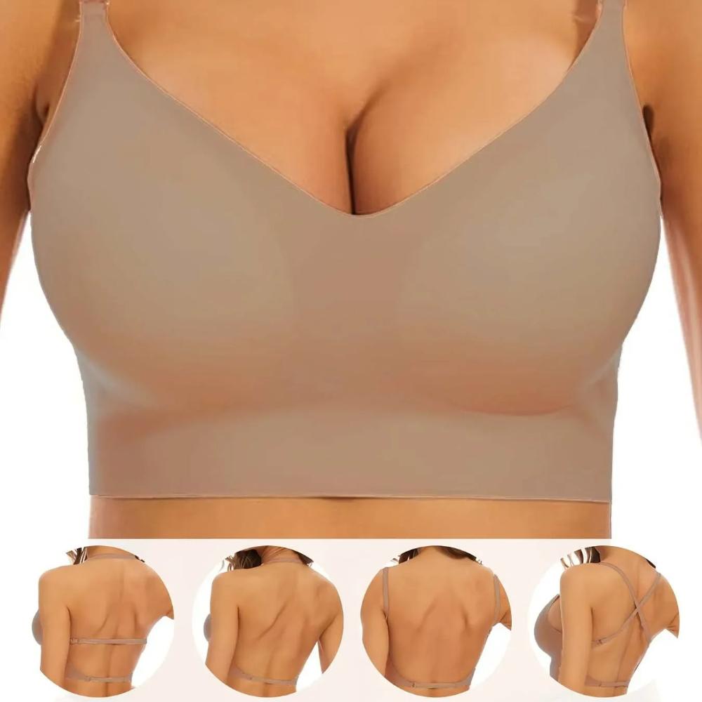 Sømløst undertøy for kvinner Sexy Justerbare Avtakbare skulderstropper BH Sommer Ryggløse Usynlige Overdeler Bralette Komfortundertøy