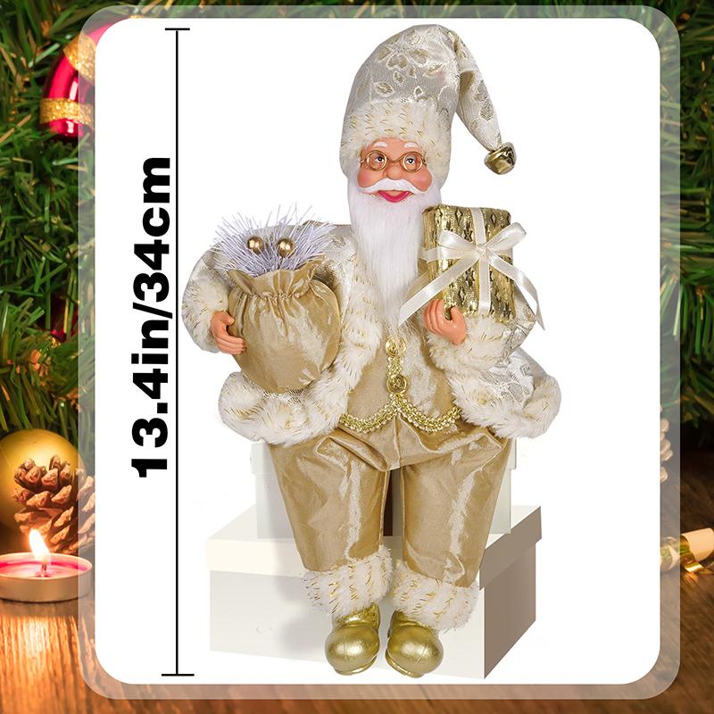 1 шт. Коллекционная фигурка сидящего Санта-Клауса, Рождественский витринный Санта, Кукла