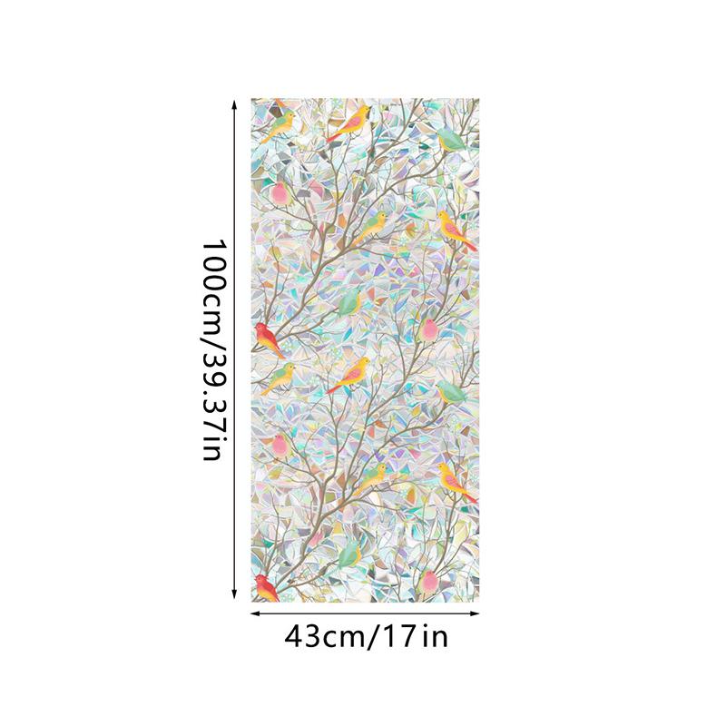 Colorful Rainbow Bird Pattern Prismatic Window Film Reusable No-Adhesive Static Cling Rainbow Sun Catcher Decal For Home Decor