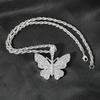 Men Women Hip Hop Iced Out Bling Butterfly Pendant Necklace with 9mm Miami Cuban Chain Hip Hop Necklaces Fashion Charm Jewelry