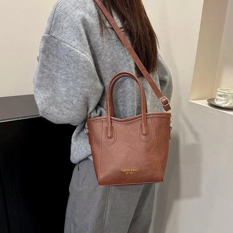 Retro Pu Leather Shoulder Bag For Women Tote Bag Fashion Commuter Crossbody Bag