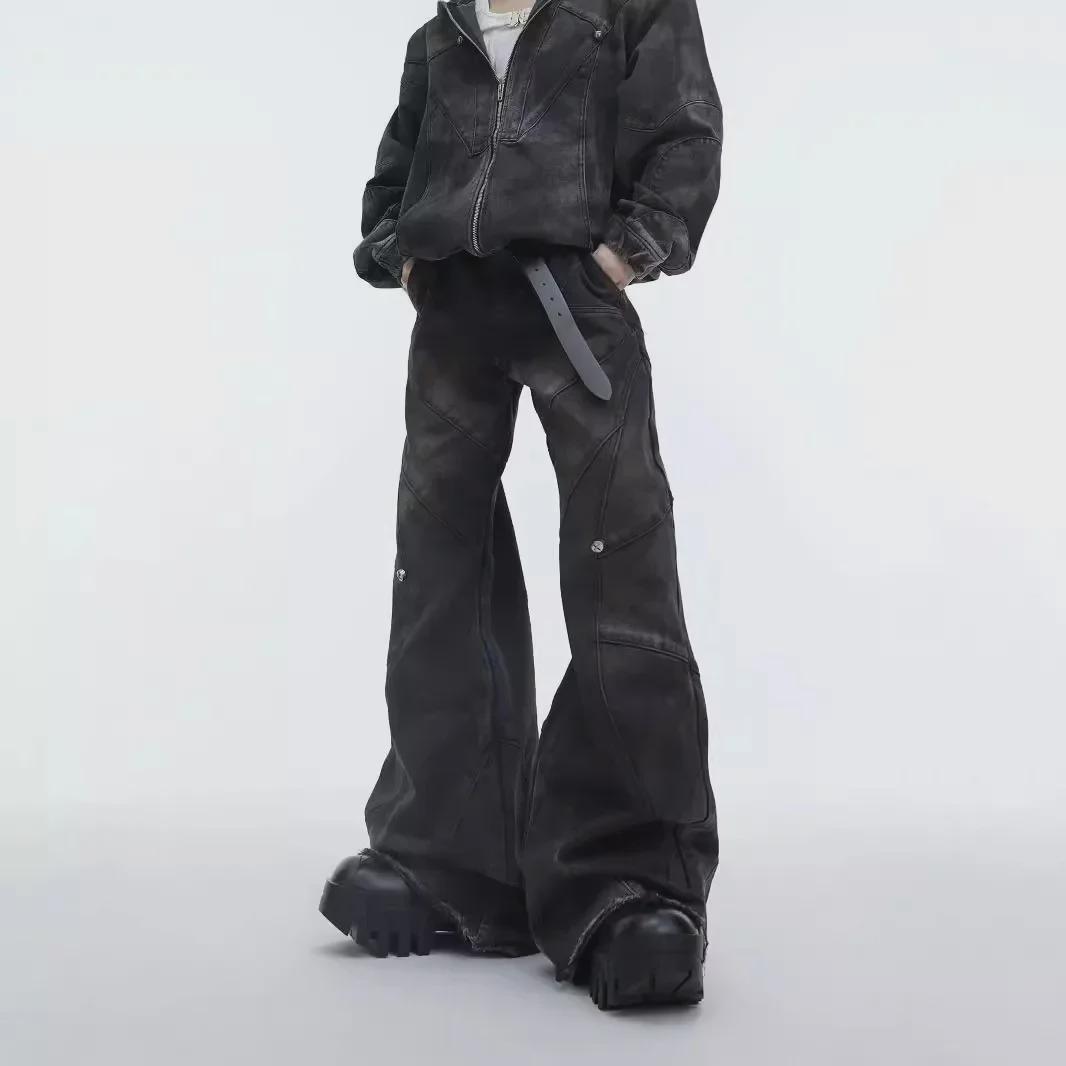 

Мужские свободные джинсы 2024 года в стиле ретро с металлическими вставками 3XL чёрный