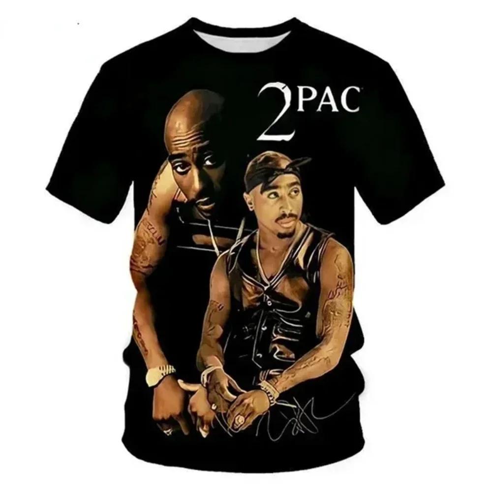 Huiteng1 Nieuw T-shirt Harajuku Heren T-shirt Mode 2pac Grafisch Hip Hop Herenkleding Zomer Casual Mode Ronde Hals Korte Mouw Tops 4XL