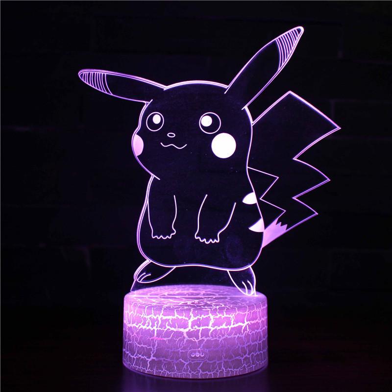 Pikachu Led Night Light 3d Illusion Lamp Bedside Kids Gifts Bedroom