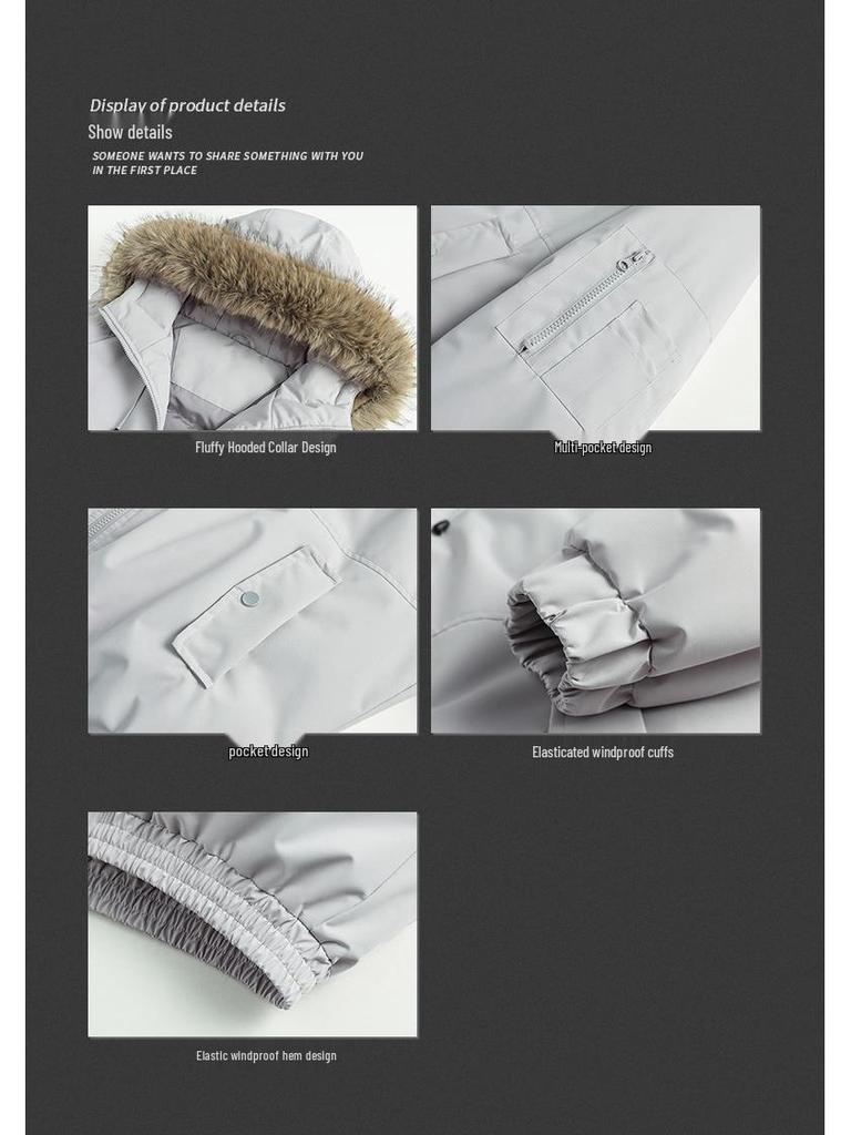 Winter Couple's Hooded Fur Collar Cotton Jacket – Stylish, Thick, and Warm with Detachable Design