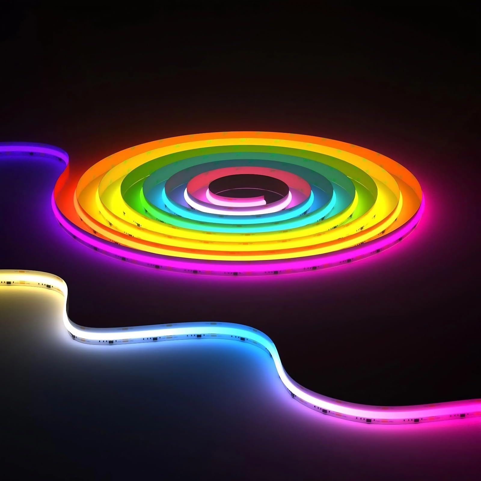 

5m COB WS2811 IC LED Strip Light, 3600 LEDs, High Density, Programmable, RGB Full Color, DC24V, 12mm Wide, Bright, Cuttable, for TV Backlighting,