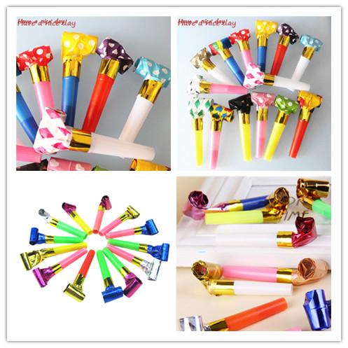 10 pezzi/set Fischietti Soffietti Multicolore per Feste Gadget Compleanno Bambini Decorazioni Rumorosi Giocattoli Sacchetti Regalo Pignatta