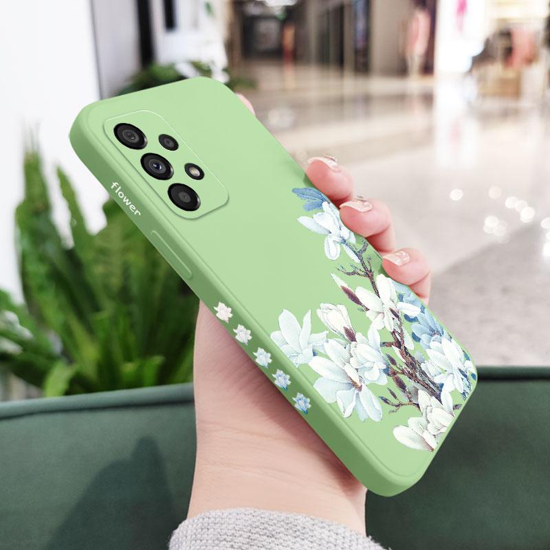 

Magnolia Flower Case For Samsung A16 A06 A73 A53 A33 A24 A23 A15 A25 A35 A55 A13 A03S A72 A52S A32 A02S A22 A04S 4G 5G Cover Samsung A35 5G светло-зеленый