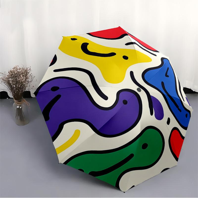 1pc Abstract Shapes Automatic Open/Close Umbrella with One Touch Button,, Windproof Design   Lightweight Portable Umbrella for Women & Men6043