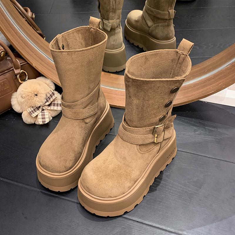 Thick-soled heightening short boots women's 2025 new autumn Internet celebrity explosion Martin boots small temperament two-wear boots