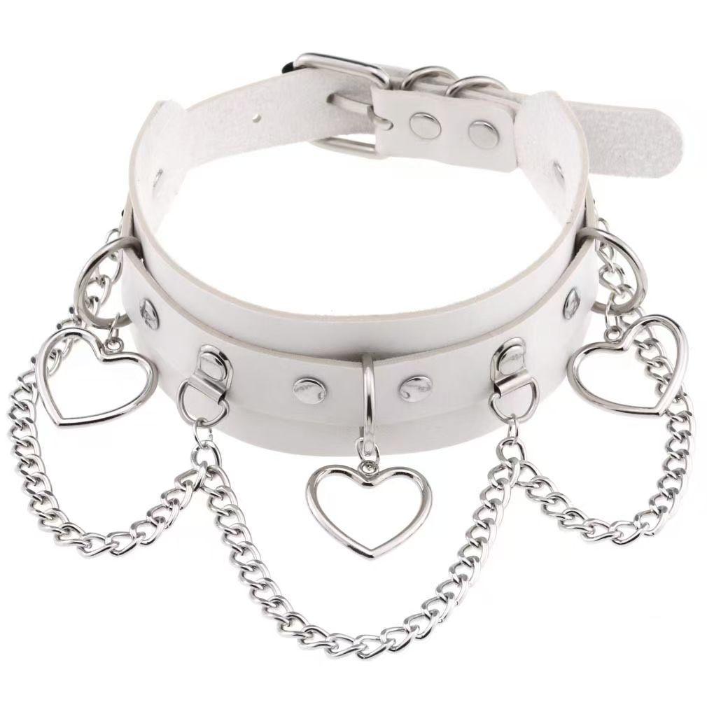 

Exaggerated Punk Pu Leather Love Pentagram Chain Sexy Collarbone Valentine S Day Halloween Gift