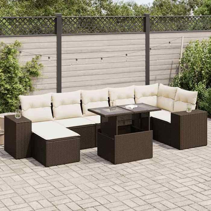 VidaXL Salon de jardin 8 pcs avec coussins marron résine tressée 3326844