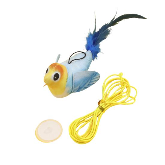 Interaktives Zwitscherndes Vogel Katzenspielzeug Realistischer Plüschvogel mit Feder Berührungsaktiviert