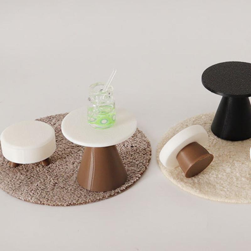4Pcs Dollhouse Simulation Table Model Ornament Handmade Diy Stool Scene Home Decoration Mini Toys Doll House Accessories