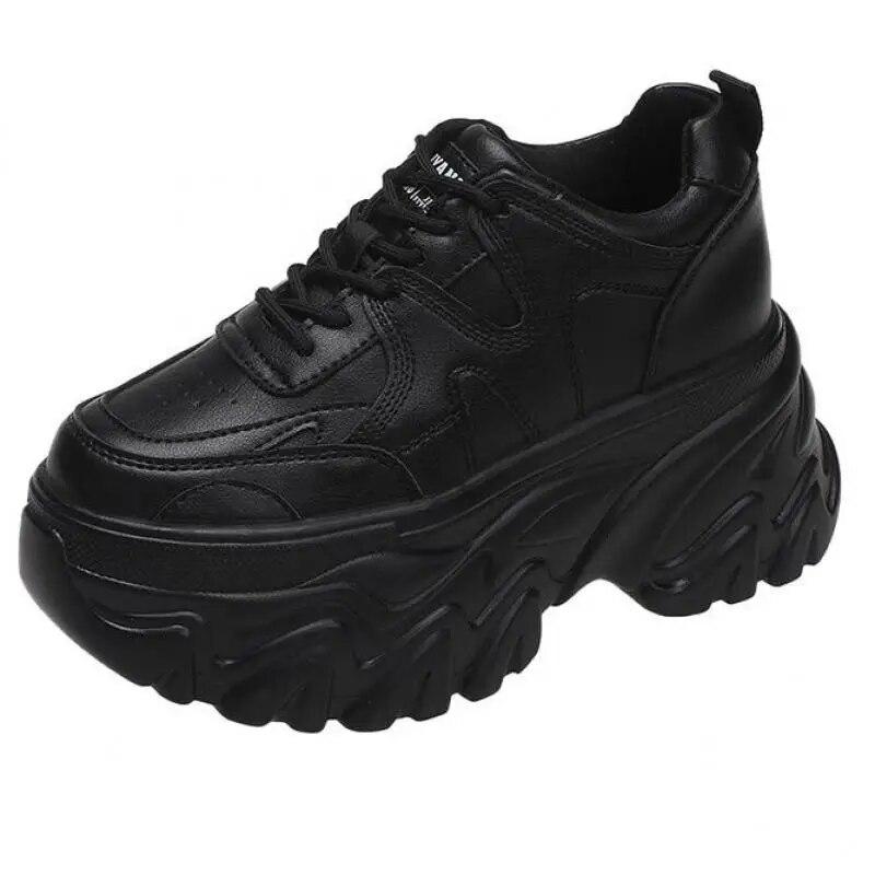 

Осенние кожаные массивные кроссовки на платформе со шнуровкой на толстой подошве повседневная обувь женская модная уличная обувь без шнуровки женская прогулочная обувь