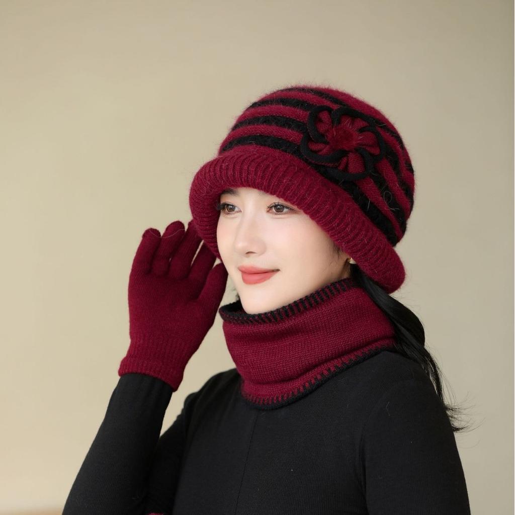 Mom Hat Girl Winter People Autumn and Winter Old Man Grandma Fashionable Old Lady Warm Knitted Wool Hat