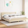 Maison Exclusive - Estrado de ripas de cama com colchão Creme 180x200 cm Tecido